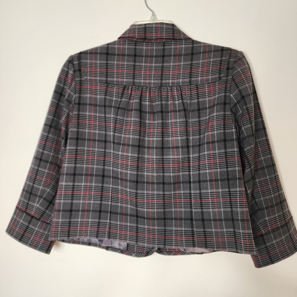 Ninety grey plaid cropped blazer women's 10 - Picture 5 of 11